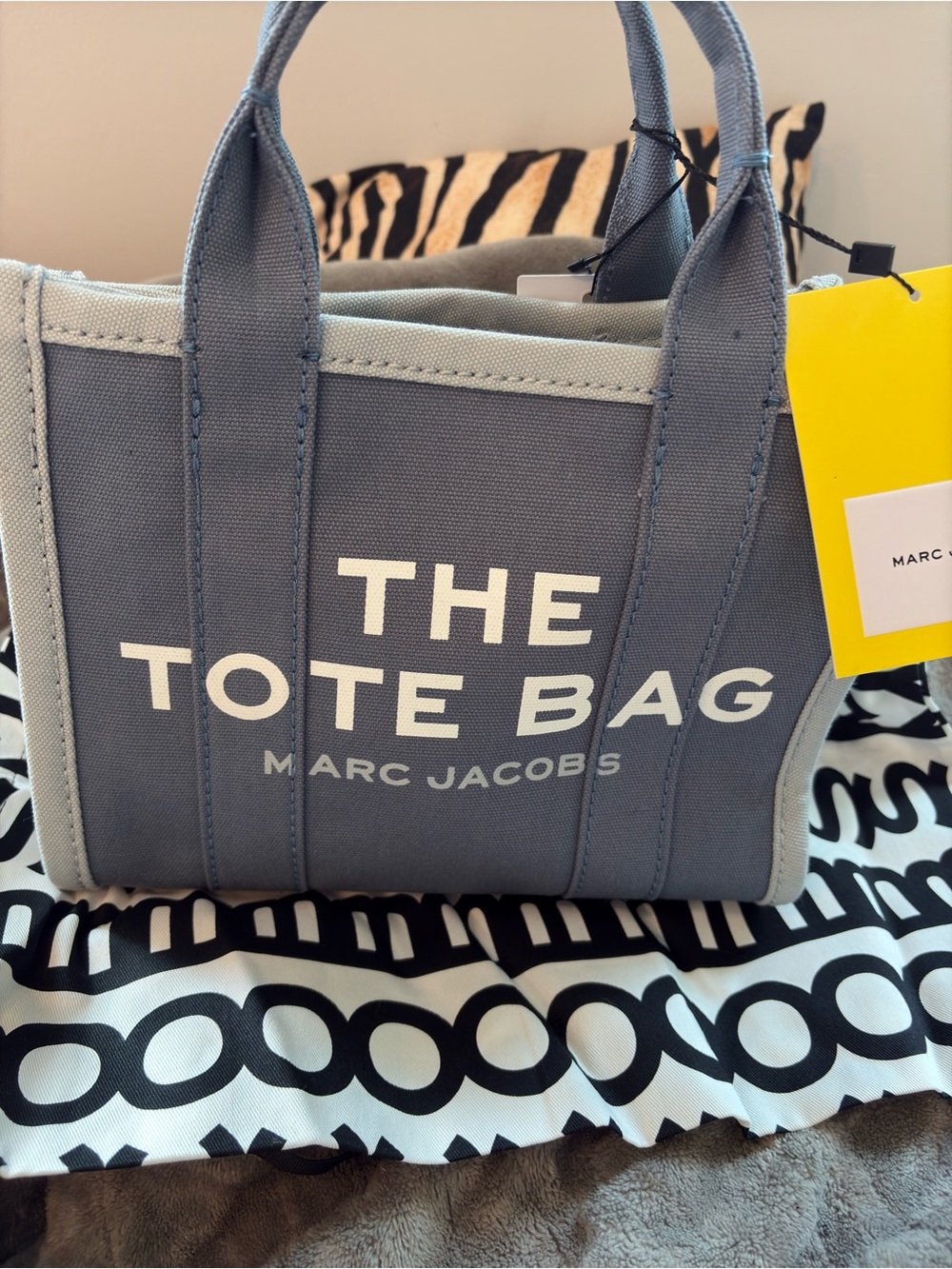 Marc Jacobs Canvas Mini Tote in Slate Blue with Gray Trim